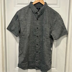 Roark Revival Mens Well Worn Classic Fit Short Sleeve shirt, gray, Large, NWT